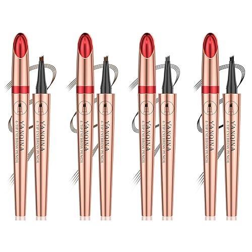 VolksRose - 4 bolígrafos para cejas, lápiz de cejas con un aplicador de punta de microhorquilla mejorado, bolígrafo de microblading impermeable de