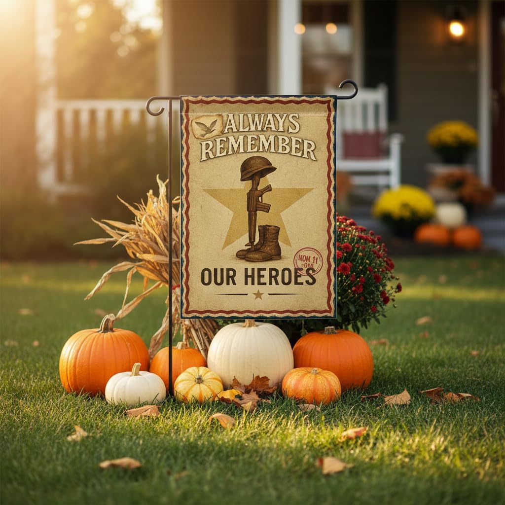 Veteran Garden Flag 12x18 In Doublesided Always Remember Our Heroes Military Appreciation Tribute Display for Veterans Day Memorial Day Patriot Day Outdoor Yard Cemetery Decor - Image 6