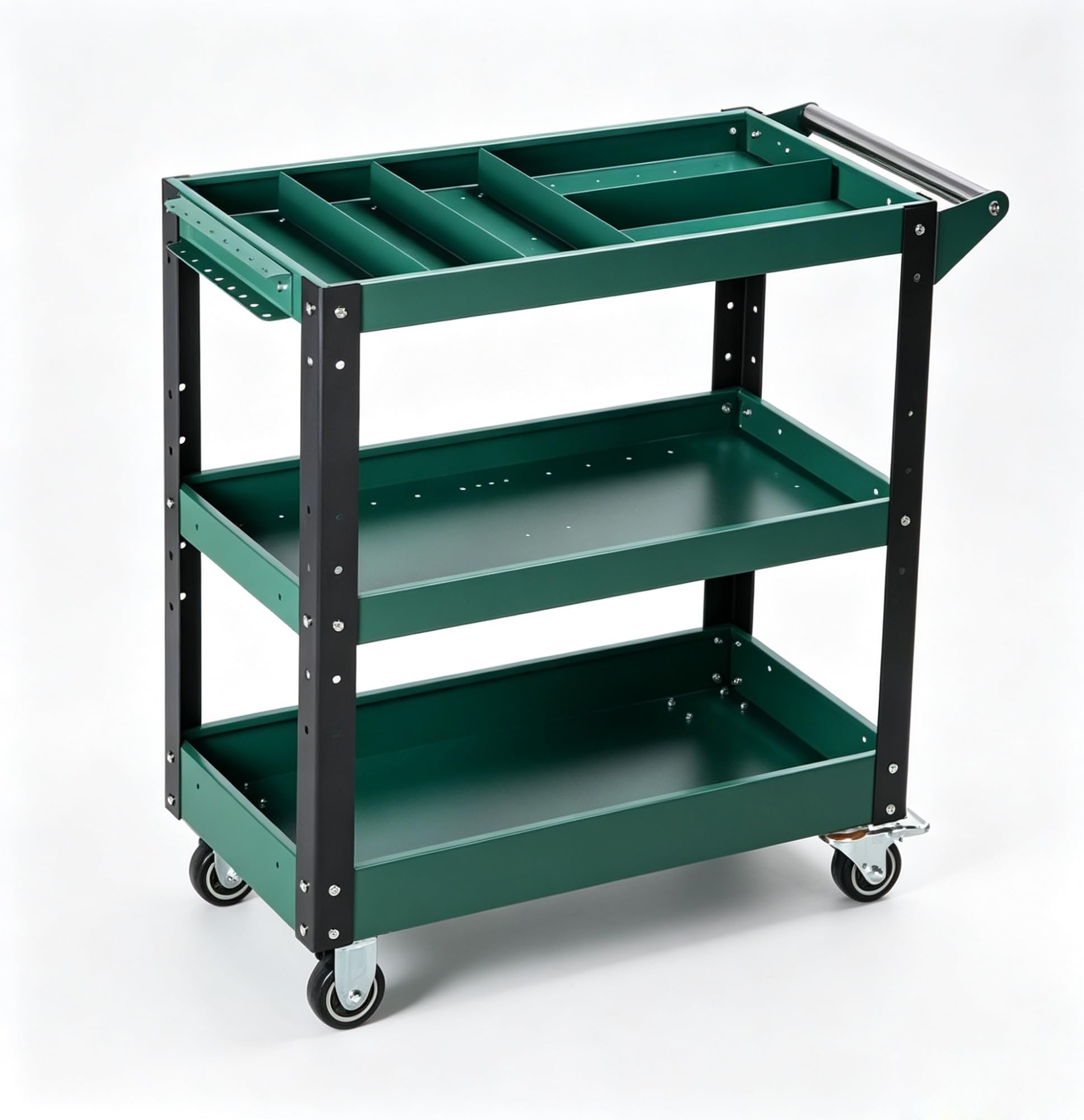 Adjustable Metal Rolling Tool Cart, Heavy Duty Workshop Garage Storage Trolley, Mobile Mechanic Service Organizer