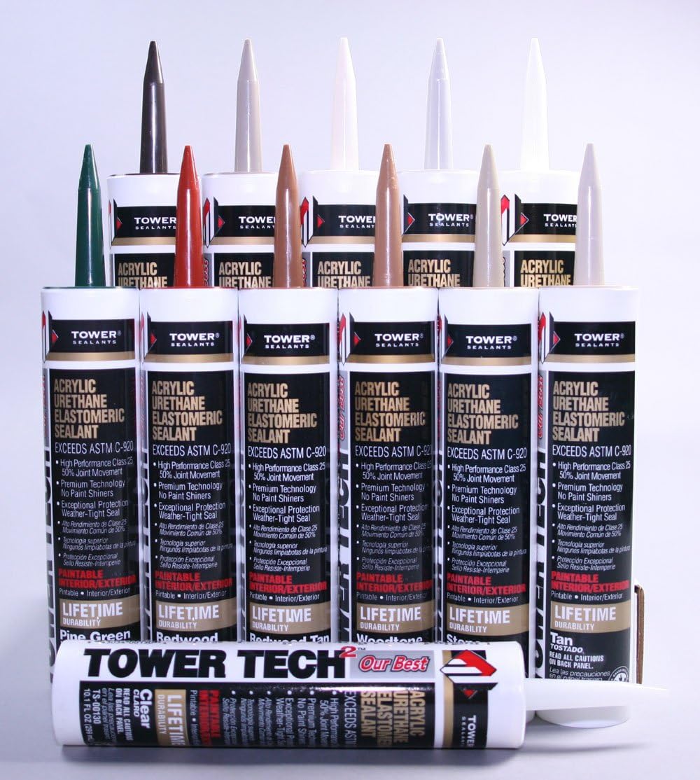 Tower Sealants TS-00130 10.1 fl-Ounce Tower Tech 2 Acrylic Urethane Sealant, Clear : Industrial & Scientific