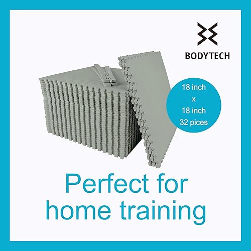 Miniatura 2 de BODYTECH Tapete de ejercicio de rompecabezas de espuma y azulejos entrelazados para gimnasio en casa. Acolchado de suelo para niños pequeños. Color