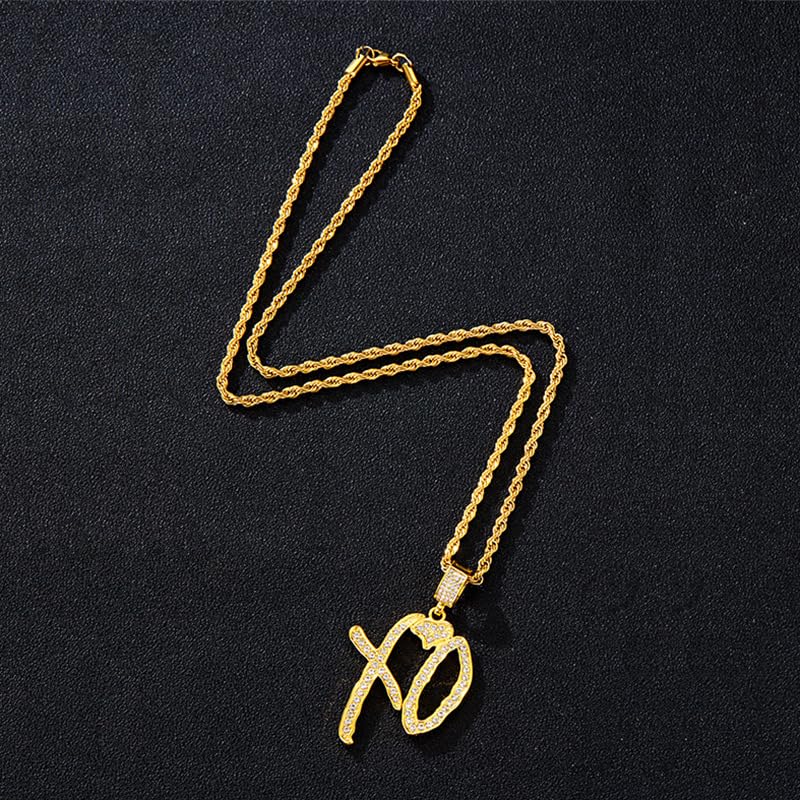 Hip Hop XO Letter Necklace Pendant Hip Hop Rock Rapper Jewelry Necklace for Women Men Cubic Zirconia Xo Letter Pendant Necklace Gift Jewelry4