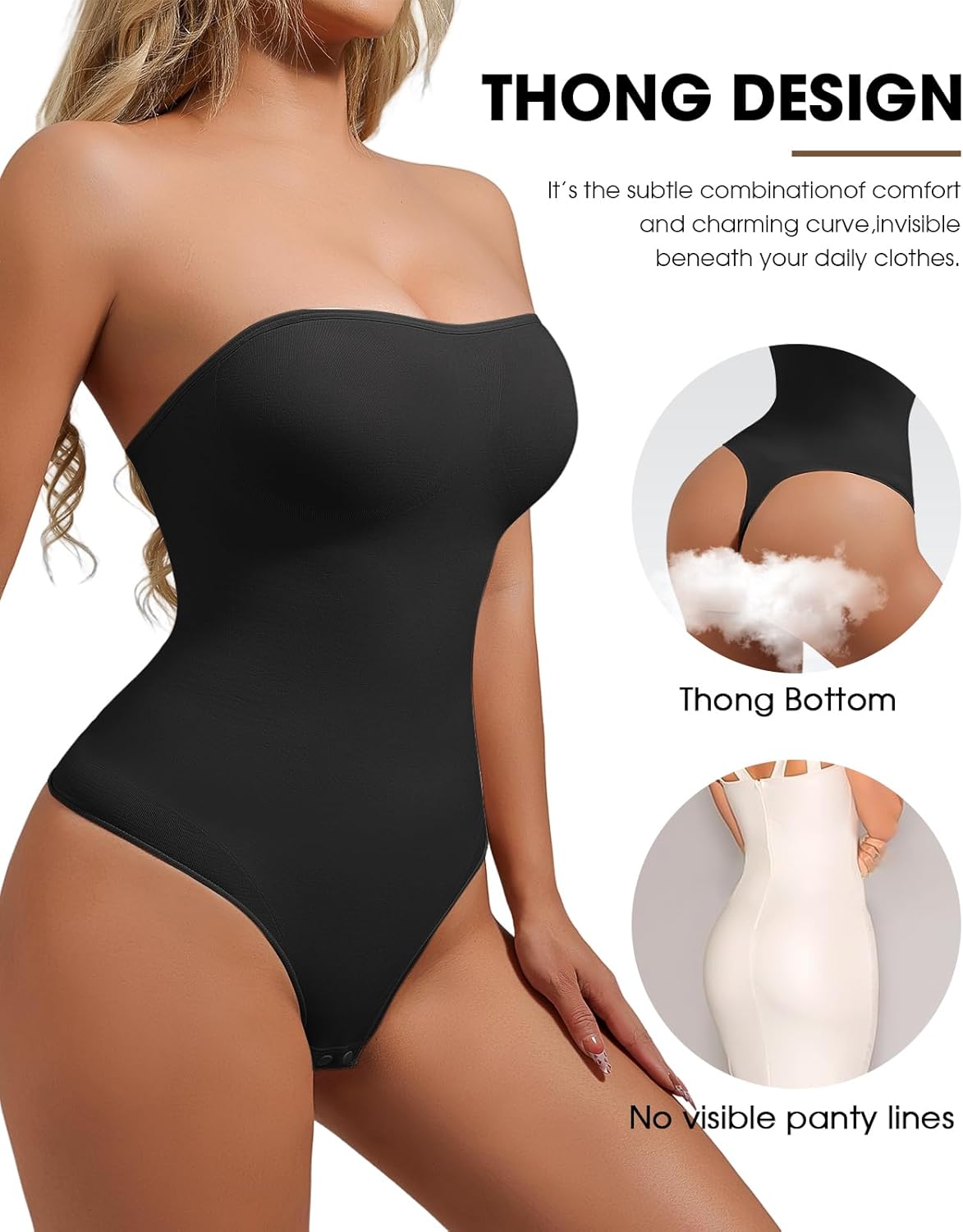 Strapless Body Shaper Tummy Control for Women Thong Seamless Body Suit Shapewear Strapless Bodysuit Shapewear - Image 2