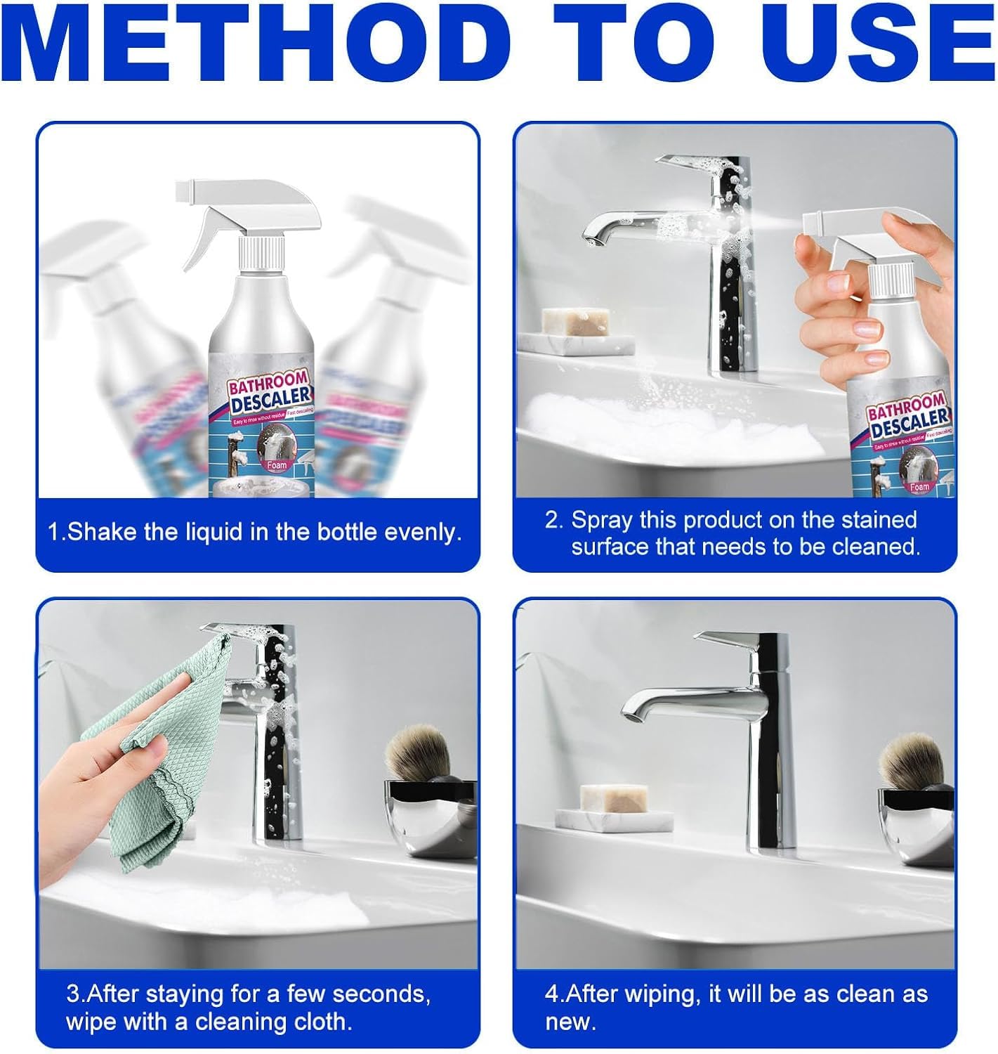 Bathroom Descaler, Bathroom Descaler Schaum, Multifunktional Bedroom Descaler, Stubborn Stains Cleaner, Für Glas Kanalisation Toiletten (6)
