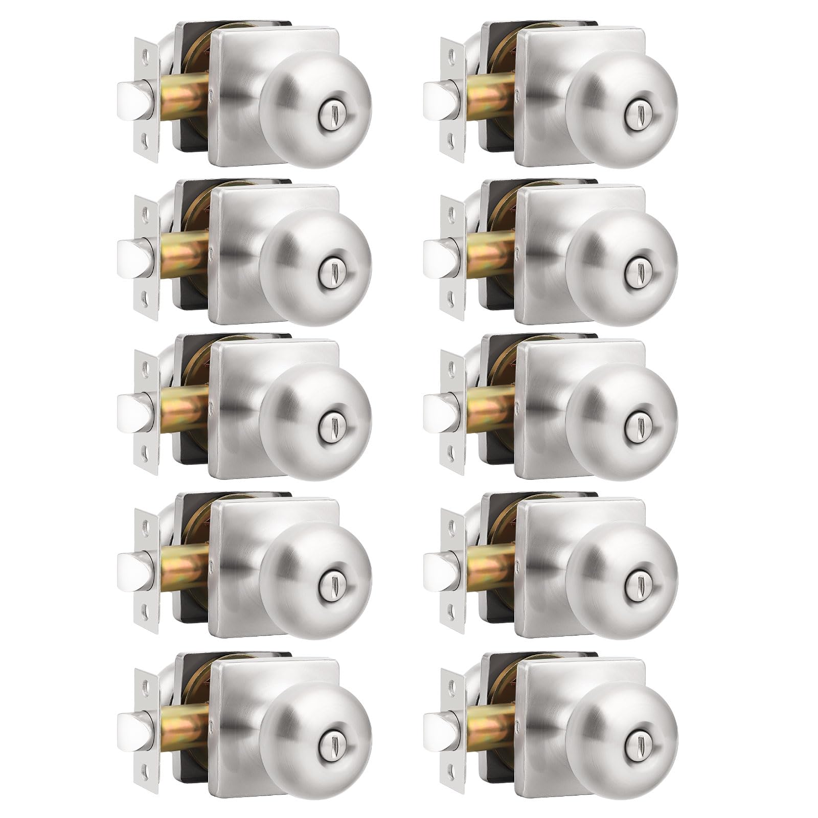 Brushed Nickel Privacy Door Knobs - Lockable & Secure -1