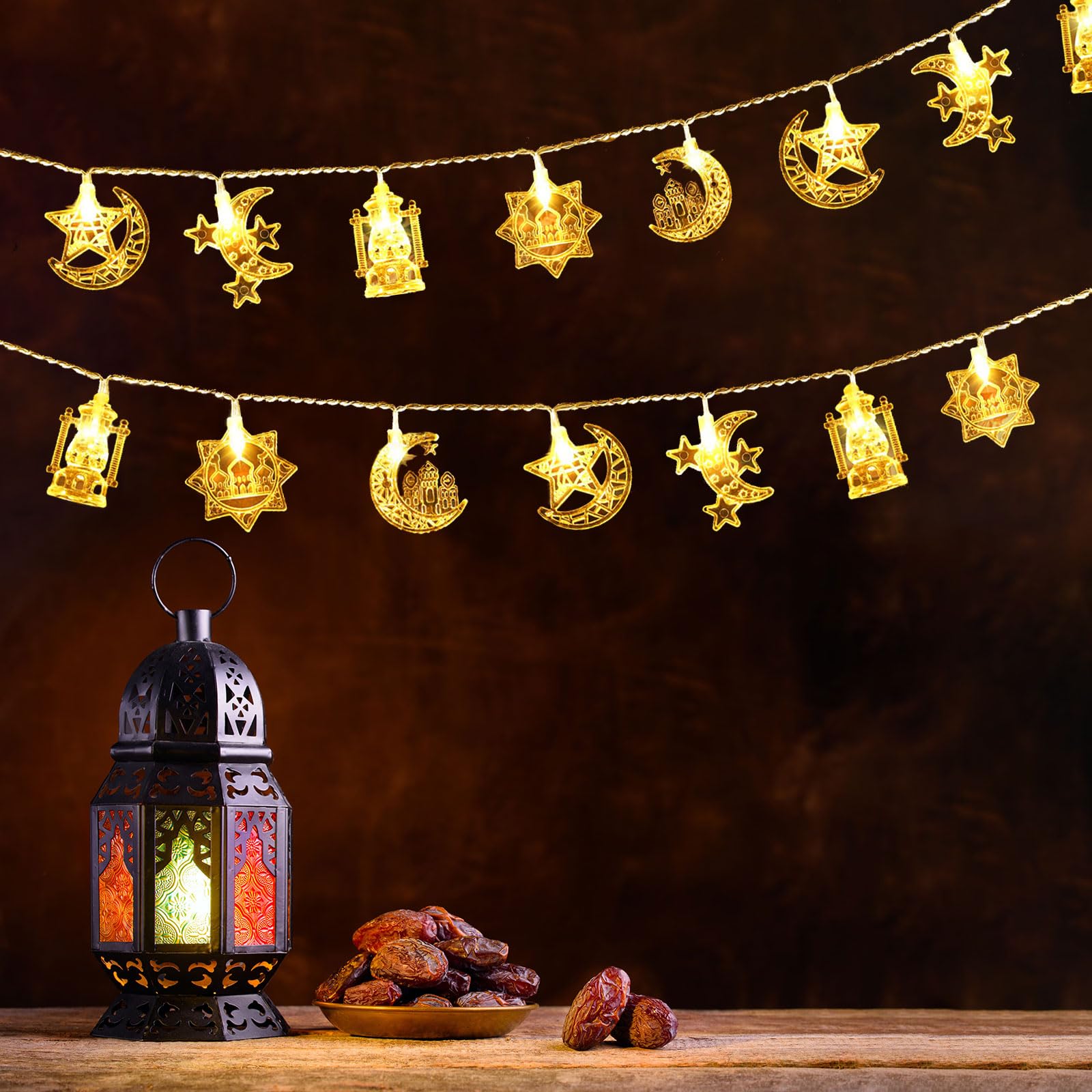 iwiio Eid Decorations, Eid String Lights, LED Ramadan Lights, 10ft Eid Fairy Lights, Eid Moon Star Kerosene Lantern Lamp - Image 4