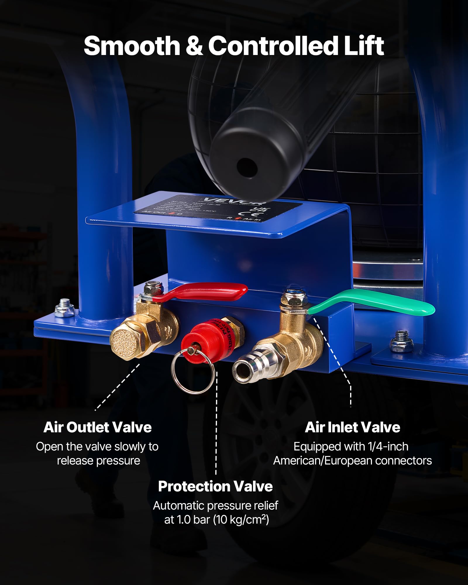 VEVOR Cric Pneumatico 3 Tonnellate 6 Tubi Acciaio Altezza 45 cm per Auto SUV Officine