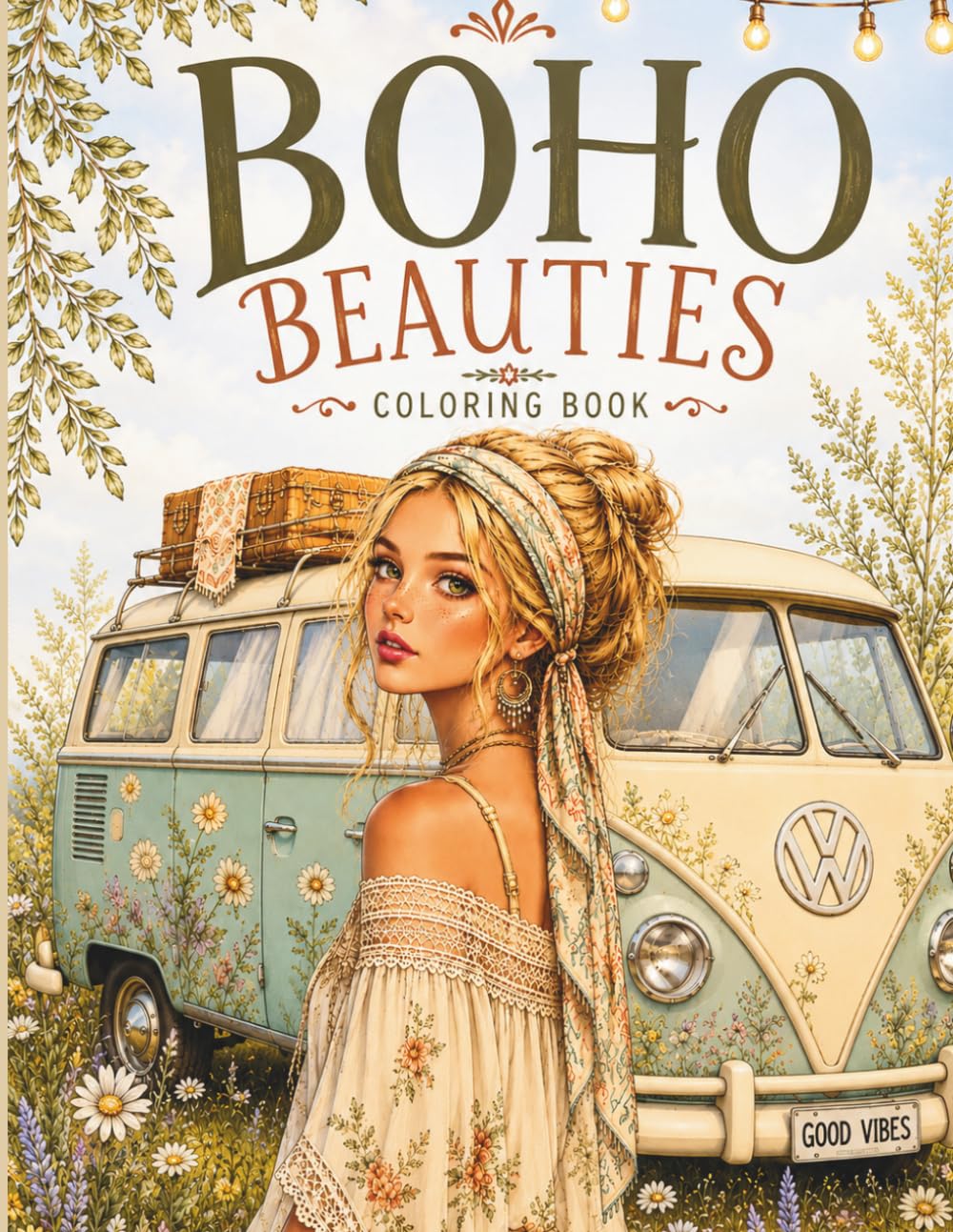 Boho beauties grayscale coloring book: 30 beautiful designs