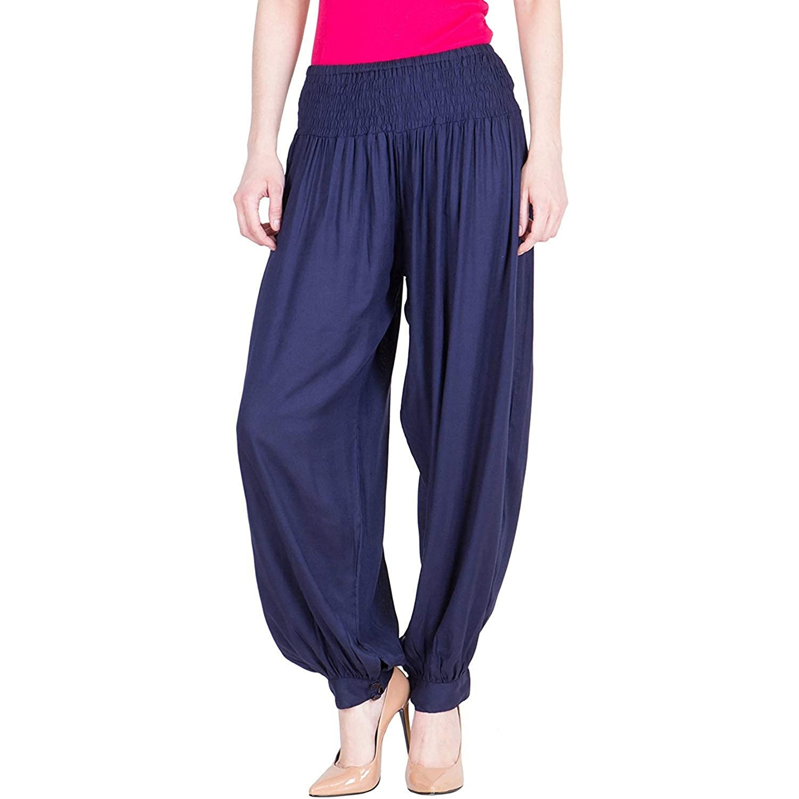 lujoso Women's Rayon Harem Pant | Harem Pant for Women | Dhoti | Patiala Pants | Stylish Afghani Salwar Palazzo Pants | Comfortable & Regular Fit Pants for Yoga, Dancing, And Daily Wear (Free Size, Pack of 1)-picture-39