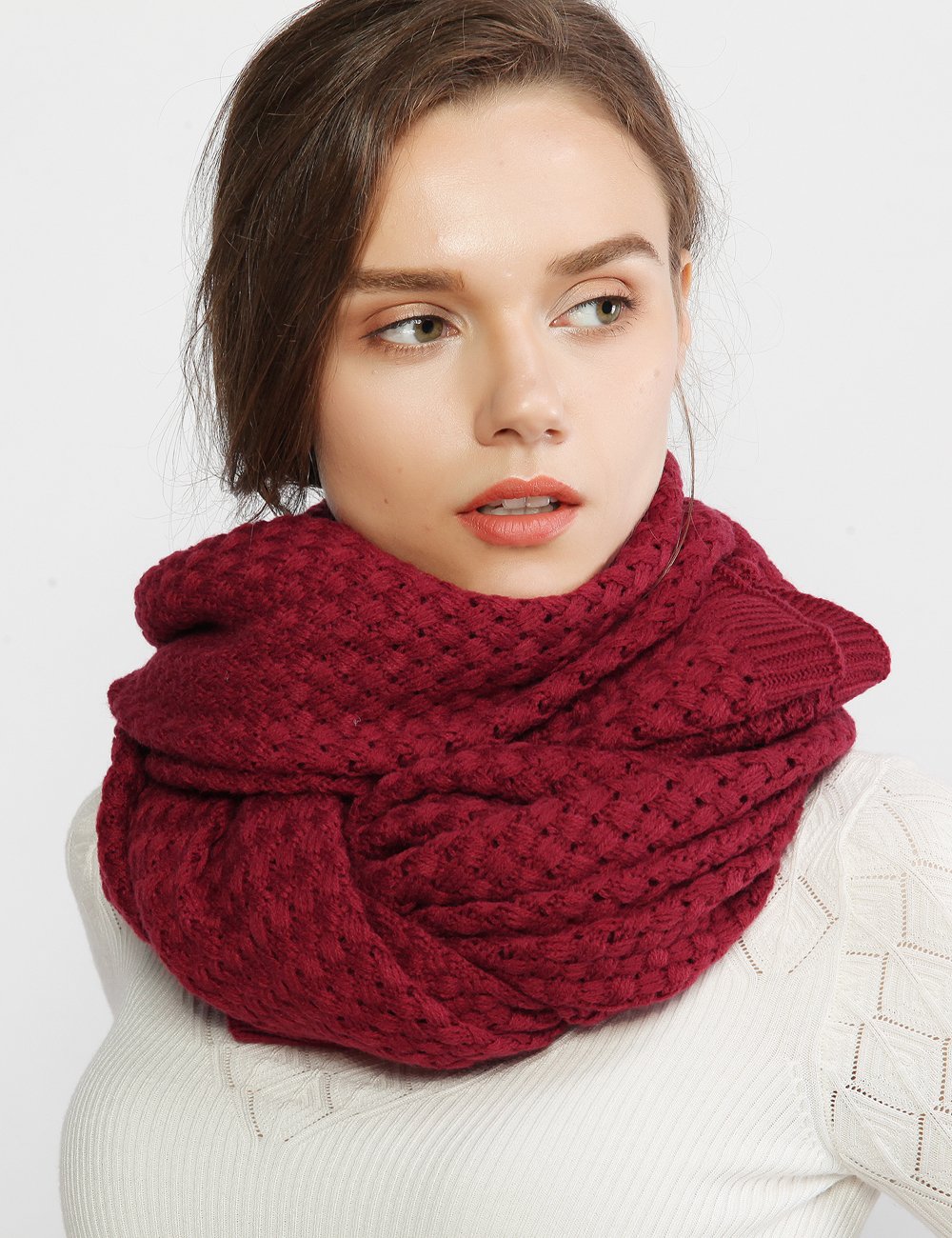 RIIQIICHY Grosse Echarpe Femme Hiver Chaud Grande Tricot Echarpes Foulards Épaisses Longues Pashmina Châle Etole