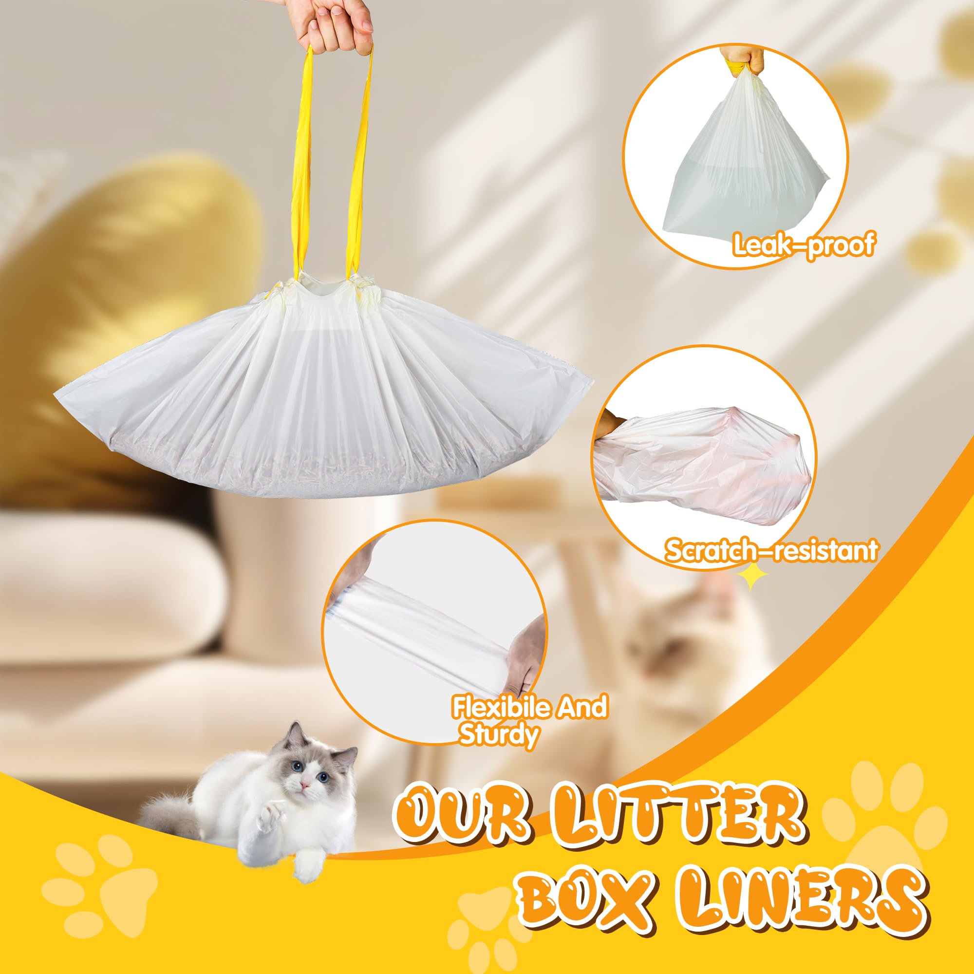 Bolsas de arena para gatos de 37 x 18 pulgadas, 30 bolsas de basura extra gruesas para gatos, extra resistentes, grandes, con cordón, para suministros para mascotas y gatos