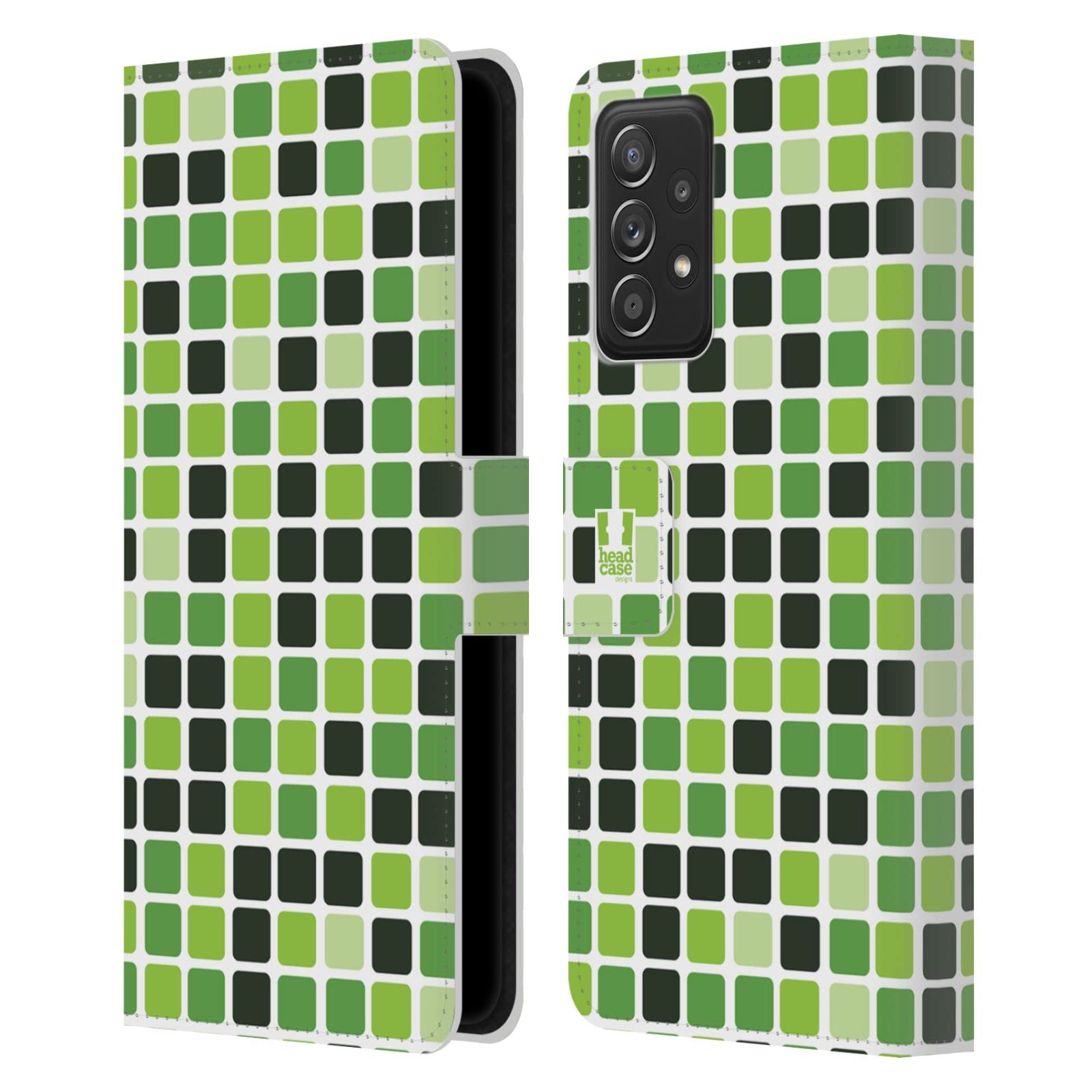 Carcasa Galaxy A52s 5G verde azulejo mosaico funda piel tipo libro 7