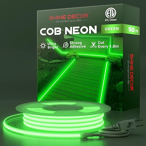 Miniatura 20 de Shine Decor Cuerda de Luces LED COB CA 120V, 800lm Ultra Brillante, IP65 Impermeable Resistente al Frío Tira de Neón ETL, Iluminación en Cinta Sin