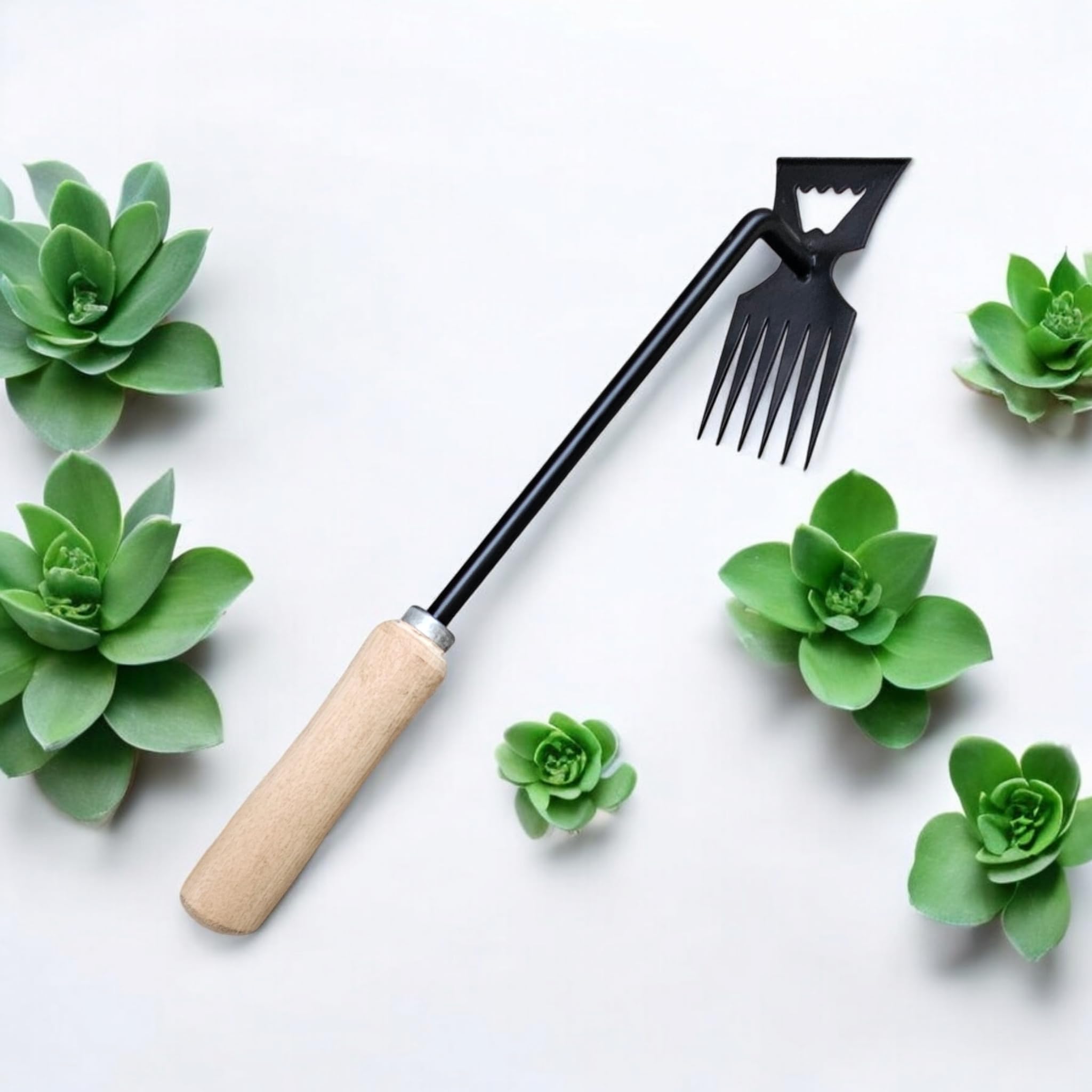 REDBUILD® Garden Weeding Tool With Wooden Handle | Weeder Hand Tool | High Carbon Steel | Manual Weed Puller For Lawn Garden | Gardening Tools | Weed Remover Tool | Grass Weeder Tool (6 TINES (LARGE)) (B0DGDMB242) Amazon Price History, Amazon Price Tracker