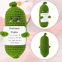 Vista 3 de Figuras de Pepino en Vinagre Emocionales de Crochet, 2 Piezas Hechas a Mano Divertidas Figuras de Pepino en Escabeche Lindas Adornos Tejidos a Mano