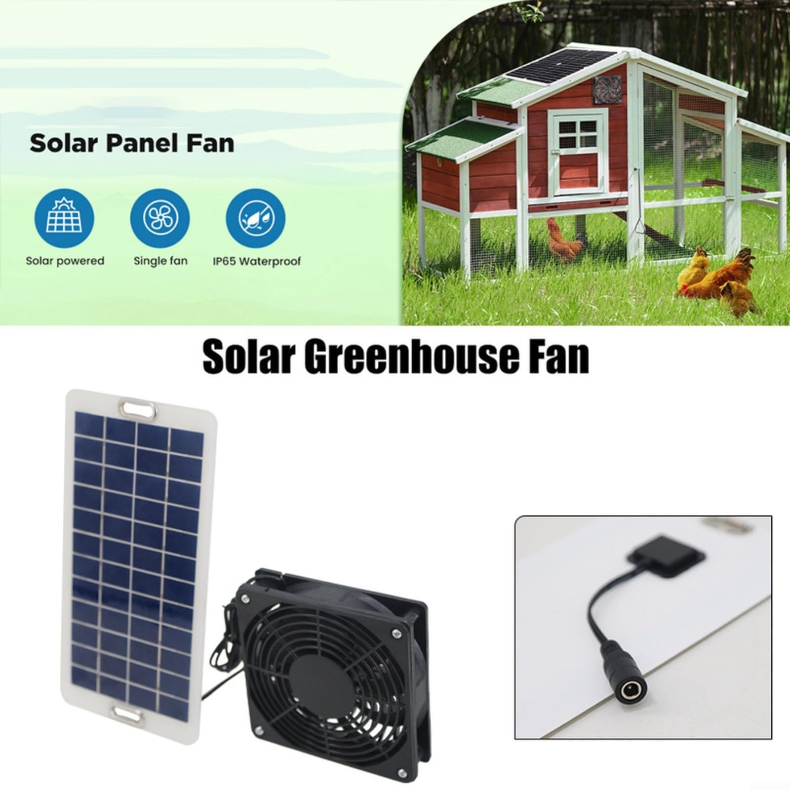 Solar Panel Ventilator Kit 30W, Leistungsstarker Lüfter 3000 U/min Mit Schutznetz, Ideales Kühlsystem Für Tiergehege Hühnerstall Treppenhaus Gartenlaube Und Camping