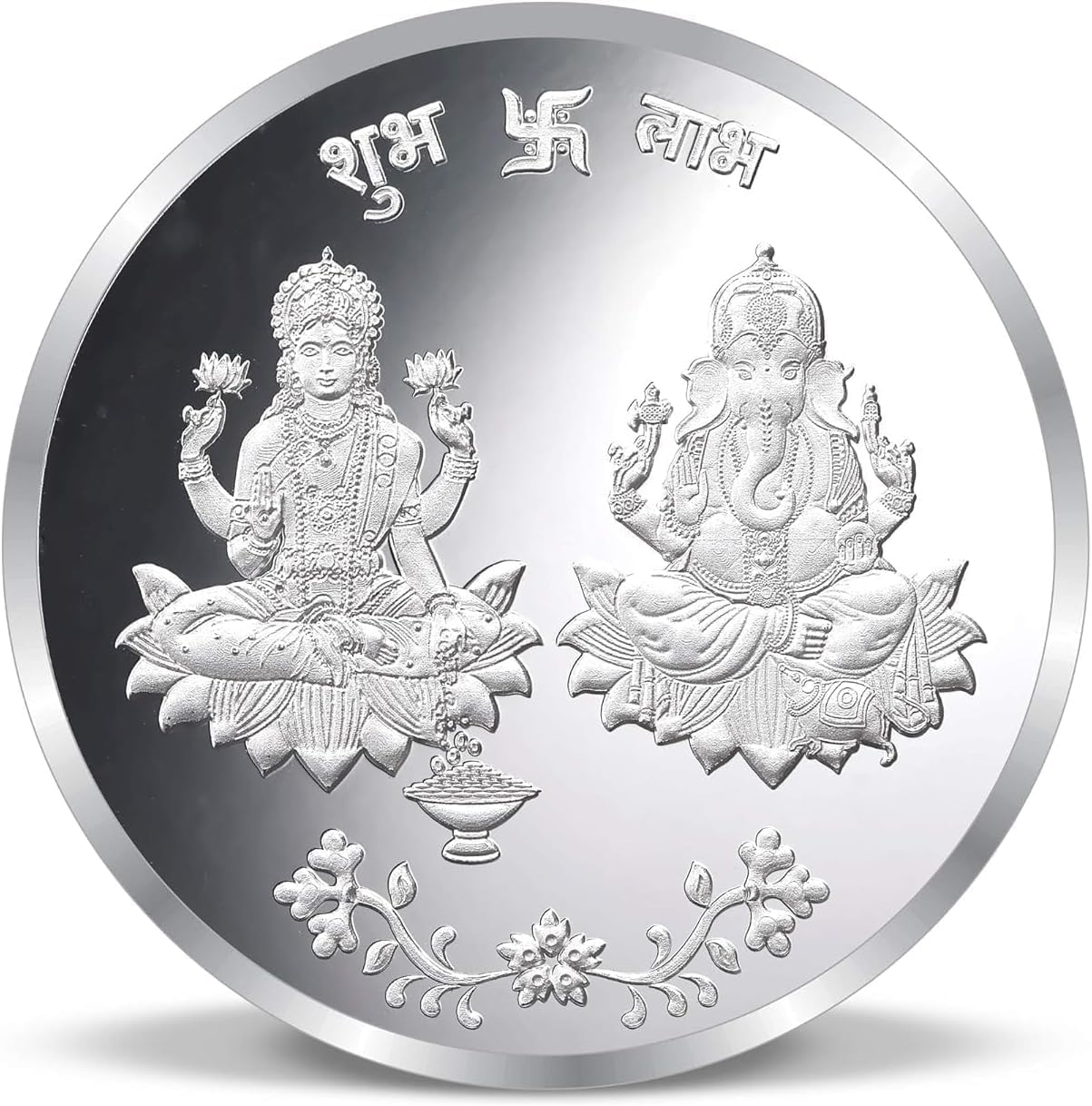 Silver Lakshmi & Ganesh Coin – 10 Gram Round Silver Coin for Diwali, Dhanteras, New Year & Religious Gifting. (6)