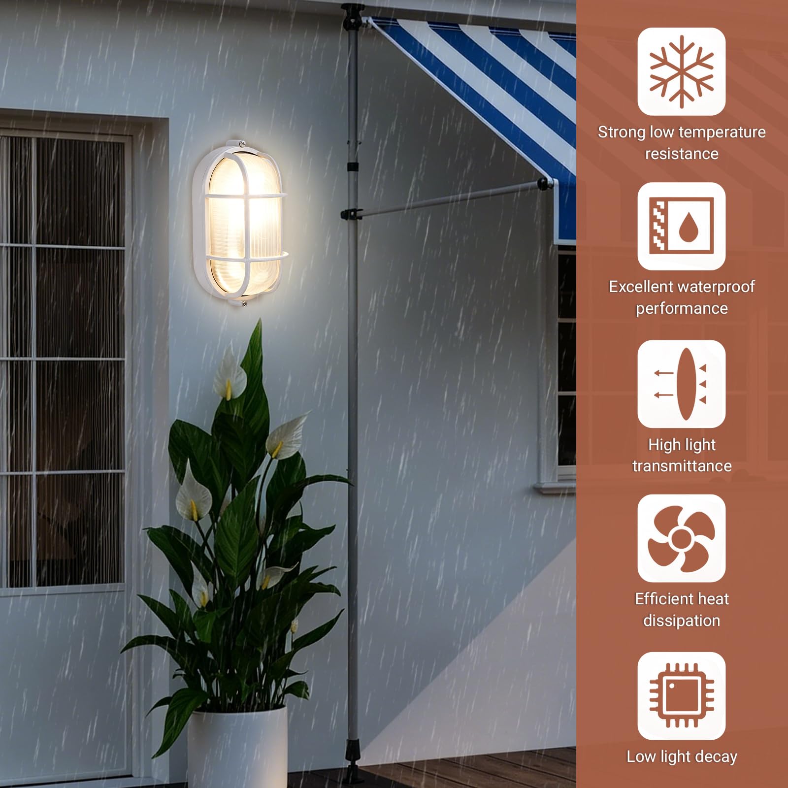 Lampe anti-explosion E27 60 W pour sauna blanc chaud ovale étanche résistante à la chaleur
