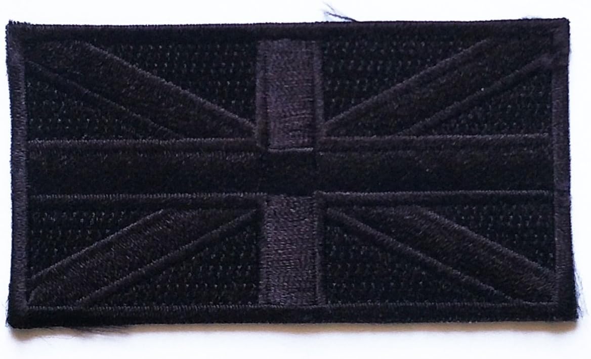 HHO Large Black Union Jack National Flag Patch Embroidered DIY Patches, Applique Sew Iron on for Everyone Craft Patch for Bags Jackets Jeans Clothes Patch Jacket T-Shirt Sew Iron on Costume