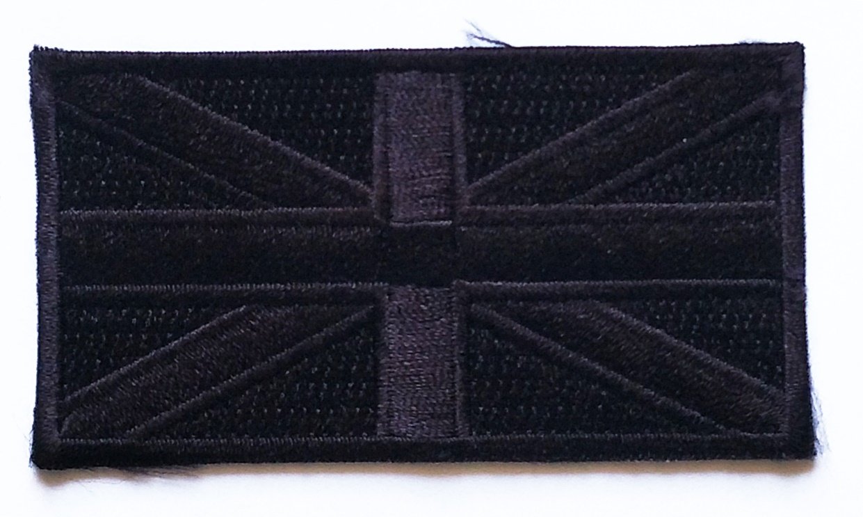 HHO Large Black Union Jack National Flag Patch Embroidered DIY Patches, Applique Sew Iron on for Everyone Craft Patch for Bags Jackets Jeans Clothes Patch Jacket T-Shirt Sew Iron on Costume