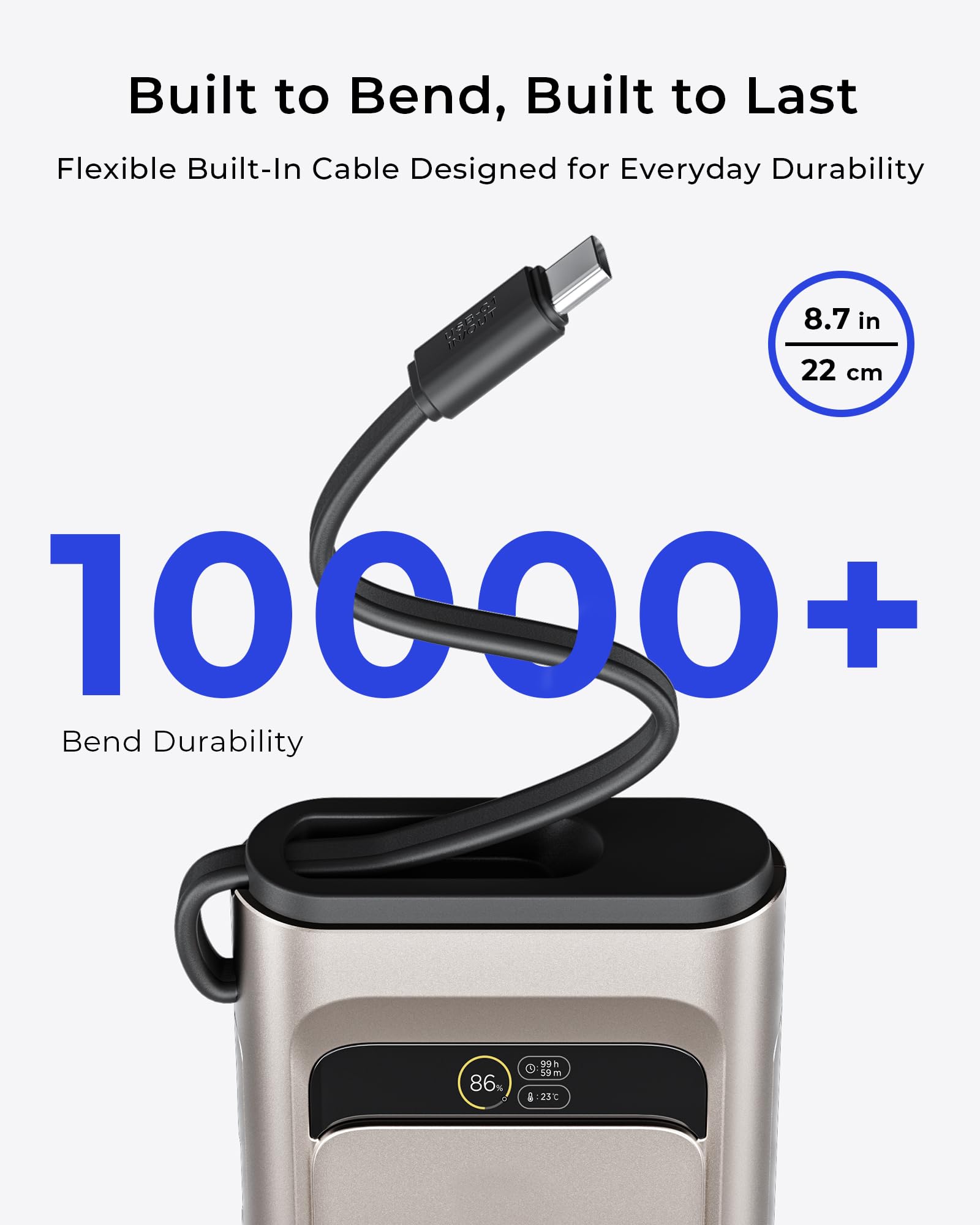 Power Bank con licenza FIFA 2026, 190 W, 20000 mAh, per laptop, caricabatterie portatile, 3 porte USB-C PD, ricarica rapida, con cavo USB-C integrato per MacBook, telefoni cellulari, iPhone, iPad