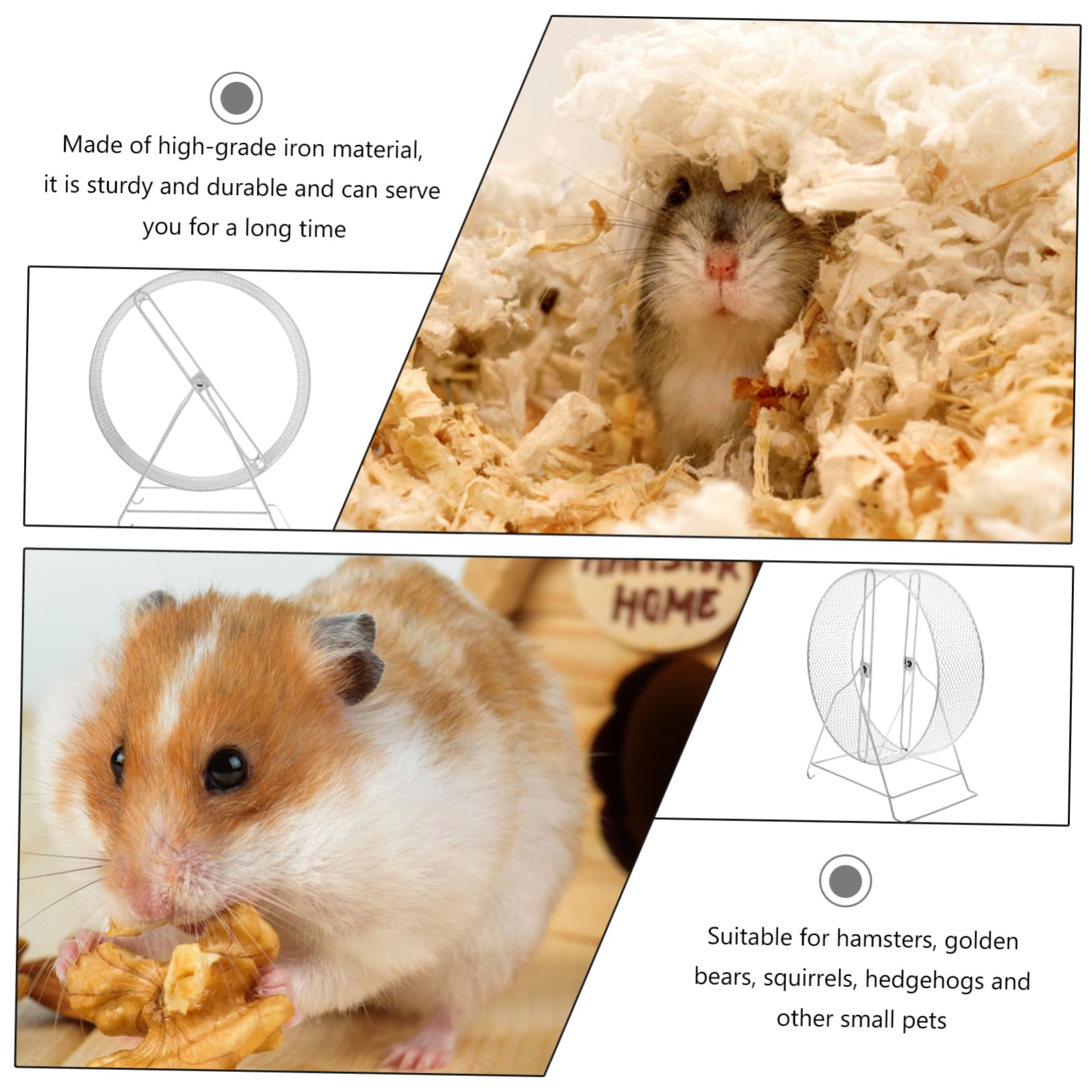 Yardwe Rueda de Ejercicio para Hámster y Erizo, Juguete de Hierro Blanco, Confiable para Correr y Hacer Ejercicio en Casa, Accesorio para Mascotas