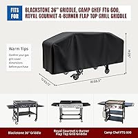 Vista 3 de Cubierta para parrilla Blackstone de 36 pulgadas y más parrillas de 4 quemadores con tapa abatible - Impermeable, ligera - Correas de cierre Negro