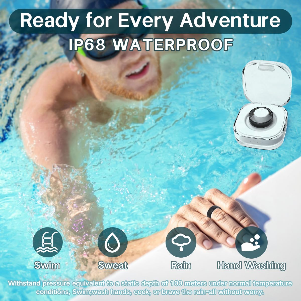 Smart Rings for Women Men,Fitness Tracker Ring,Heart Rate,Blood Oxygen,Blood Pressure,Step Tracker,Sleep Monitoring,No Subscription Fee,IP68 Waterproof FRAY Smart Ring for iPhone&Android(Gold 8)