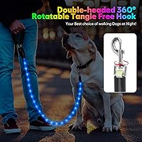 Vista 8 de YFbrite Correa de perro de 4 pies iluminada con 15 modos de parpadeo - Correa de perro LED súper brillante para perros pequeños, medianos y grandes