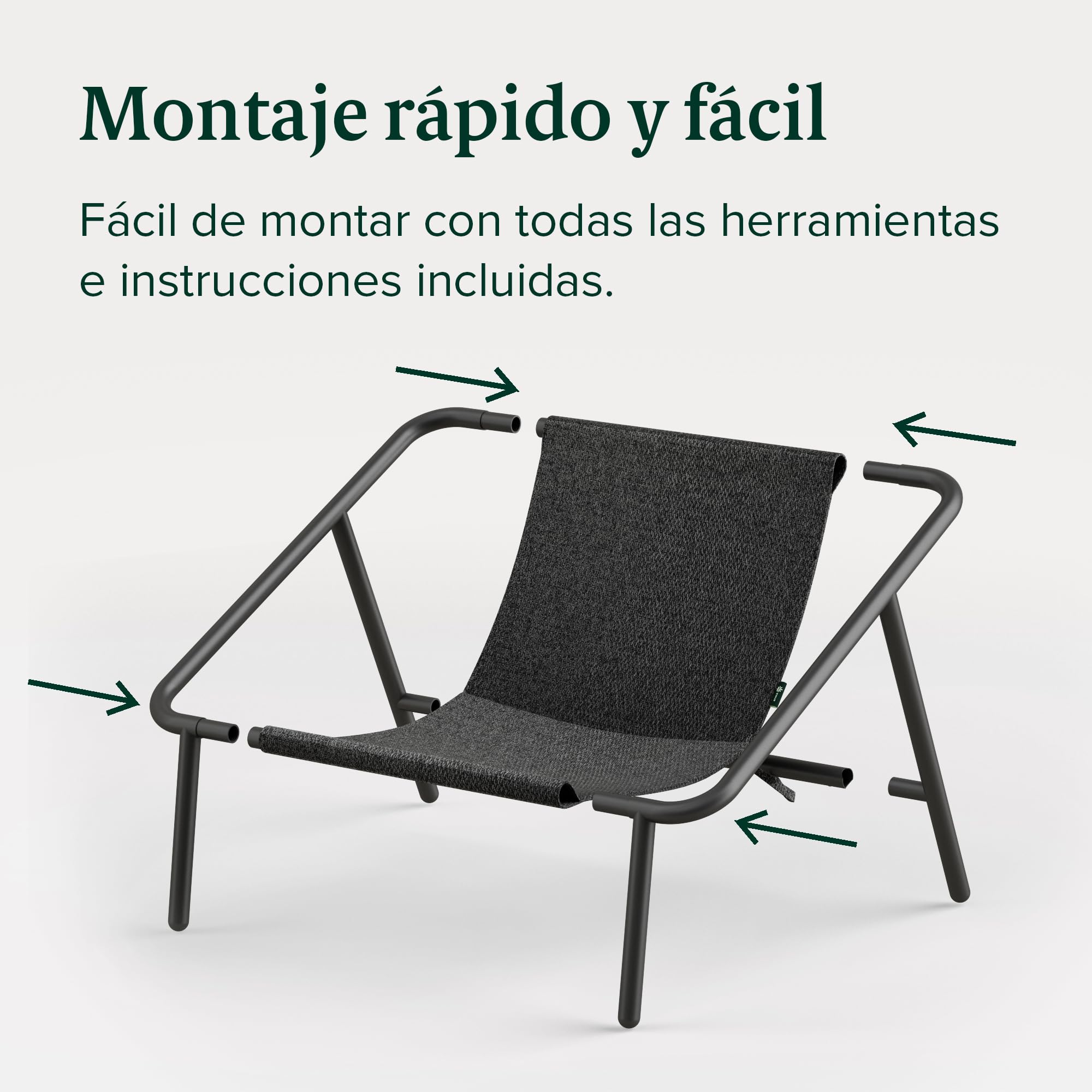 Zinus Ada Sling Sillón de Acento, Estructura de Metal con Cojines de Espuma triturada, Negro