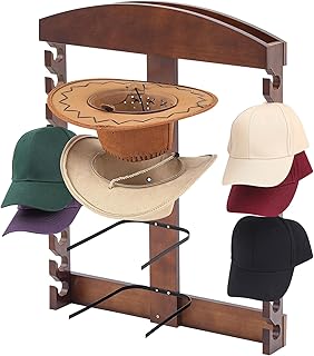 Wooden Hat Racks for Baseball Caps, Display Wall Mounted four Cowboy Hat Rack Baseball Cap Display Racks Wood Vertical Cap Organizer Hanger Holder for Bedroom, Living Room, Entryway, Wall