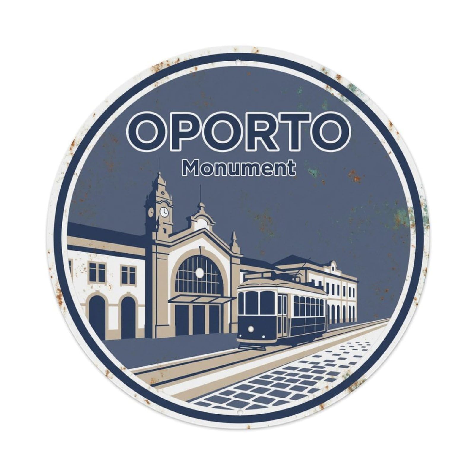 Xanthor Style Vintage Travel Oporto Portugal Reflection Metal Tin Sign