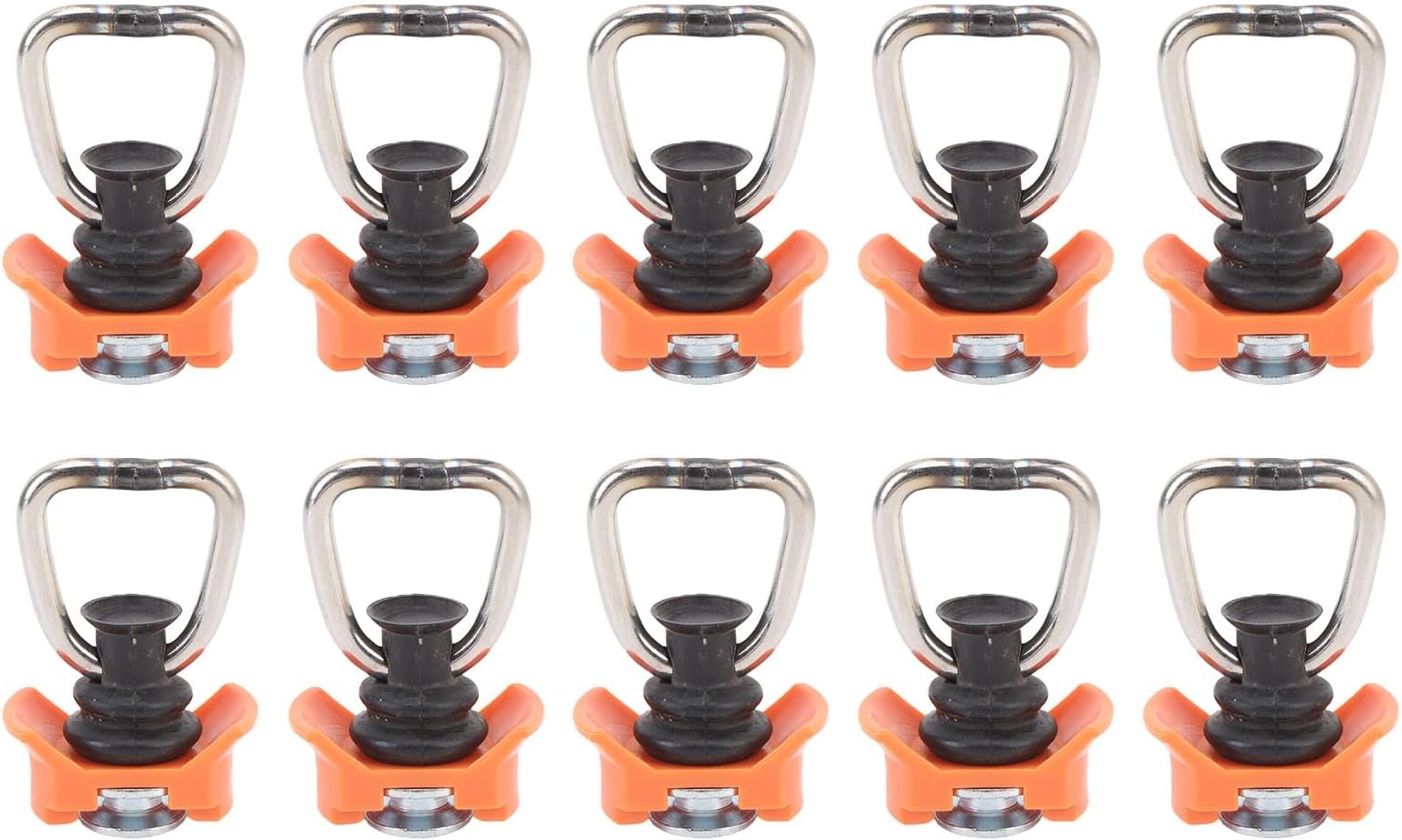 L Track Stud Fitting with D Ring Heavy Duty 1333lb Capacity Secure Tie Down Points for Van Pickup Truck Cargo Management ABS Metal Material 10 Piece Set (Orange)
