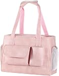 Carrier de chien Purse, mode en cuir Pet Carrier Bag, Airline approuvé Soft Sided Cat sac de voyage avec des poches blanc