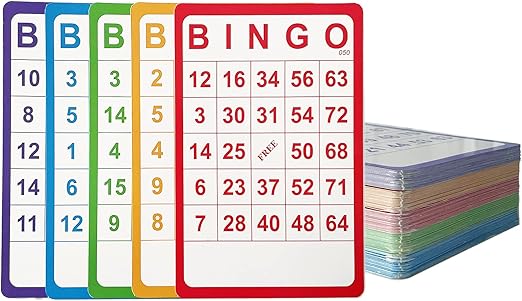 Yuanhe 100 Bingo Cards Resuable Bingo Paper Game Cardstock Bulk, 5 Colors