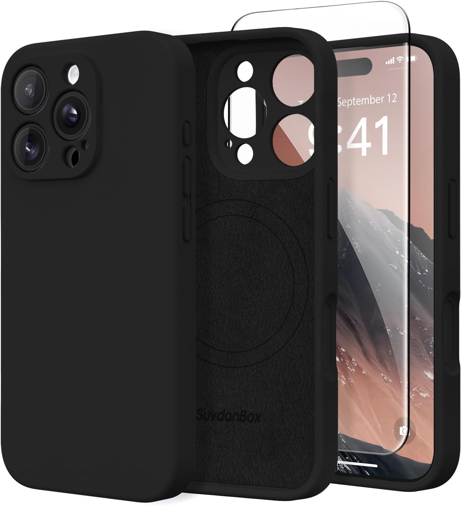Magnetic for iPhone 16 Pro Case Silicone Black | Fit for MagSafe, Screen Protector, Full Camera Protection,Premium Silicone Shockproof Protective Phone Case for iPhone 16 Pro