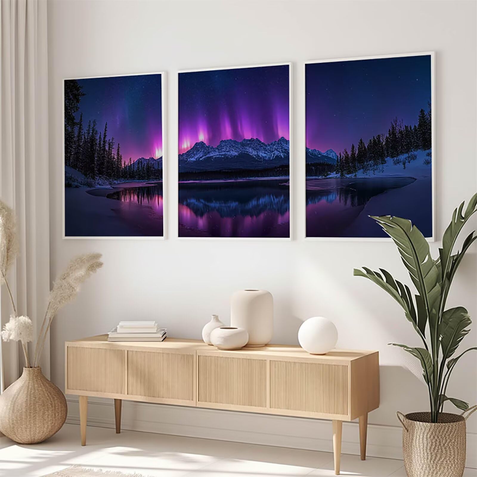 3 Pezzi Diamond Painting per Adulti Viola 5D Diamond Painting Crystal Art Ricamo Quadrato Aurora per Principianti Adulti, Arredamento per la Casa Decorazioni da Parete 60x90cm a-5804
