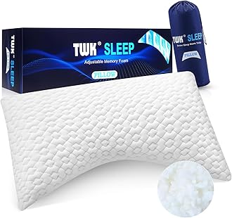 TWK Original Adjustable Bed Pillow for Sleeping, Good for Side, Back & Stomach Sleeper with Washable Removable Cover, Additional Foam Fill Included