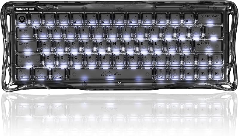 GravaStar Mercury V60 Magnetic Gaming Keyboard, 8000Hz Polling Rate, Rapid Trigger Keyboard with Hall Effect Switches, 0.005mm Precision, Hot-Swappable, RGB, Wired for Windows/Mac - Onyx Crystal