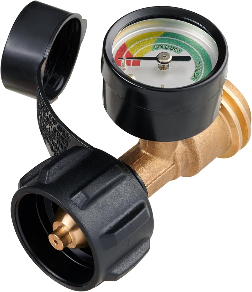 Grecodown Propane Tank Gauge Level Indicator Leak Detector for 5lb to 40lb Tank, Universal for BBQ Gas Grill, Cylinder, RV Camper, Heater and More Appliances, QCC1/Type 1 Connection