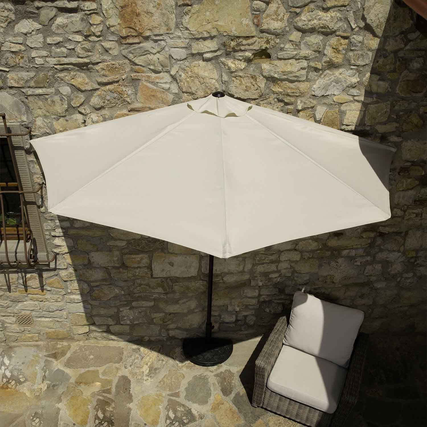 Mezza Luna - Ombrellone a mezza luna con palo centrale da Ø38 mm e telo in poliestere da 180gr/mq con airvent. Ombrellone da balcone o terrazzo in giallo, grigio o bordeaux. L300xP150xH250 cm