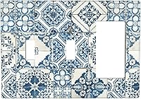 Vista 118 de Azulejo mediterráneo azul de 1 banda cubierta de toma de corriente Talavera mosaico mexicano marroquí mosaico dispositivo de palanca individual