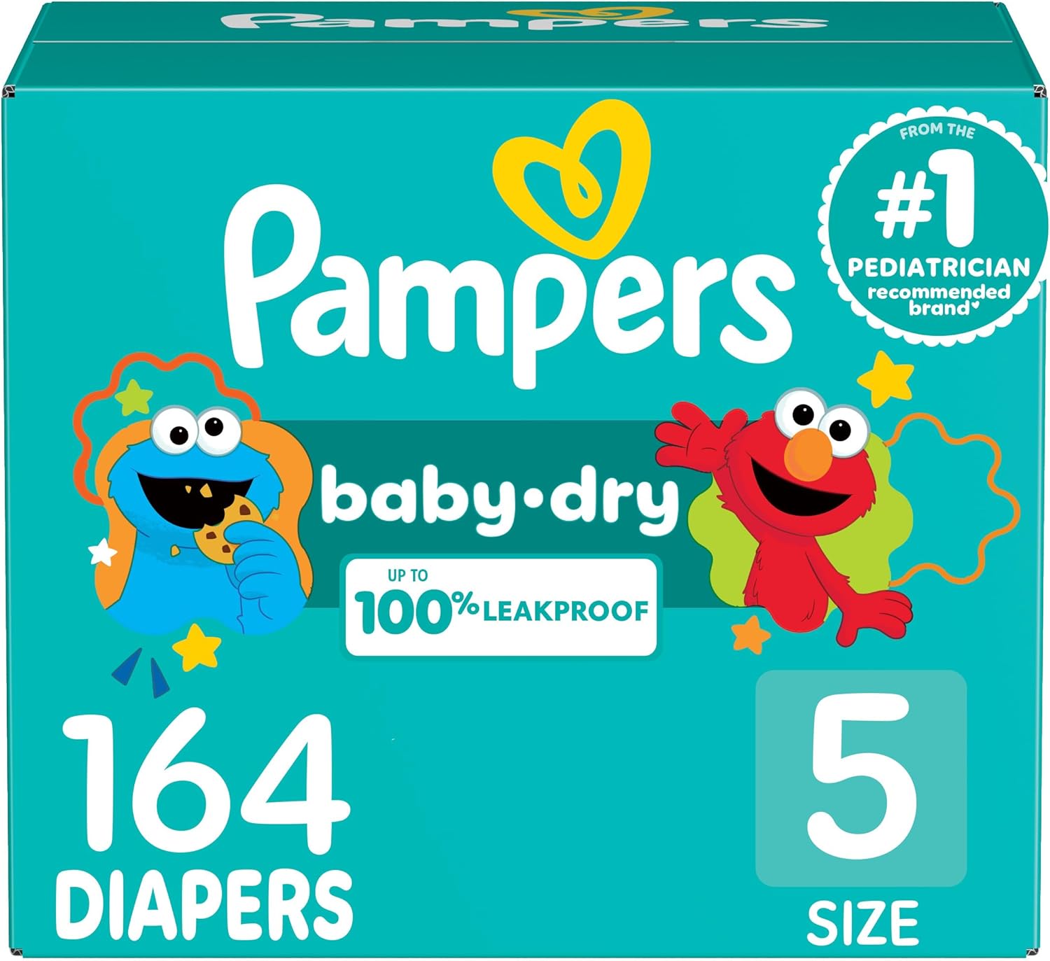 Pampers Diapers - Baby Dry - Size 5, 164 Count, Absorbent Disposable Infant Diaper (Packaging May Vary) Size 5 164