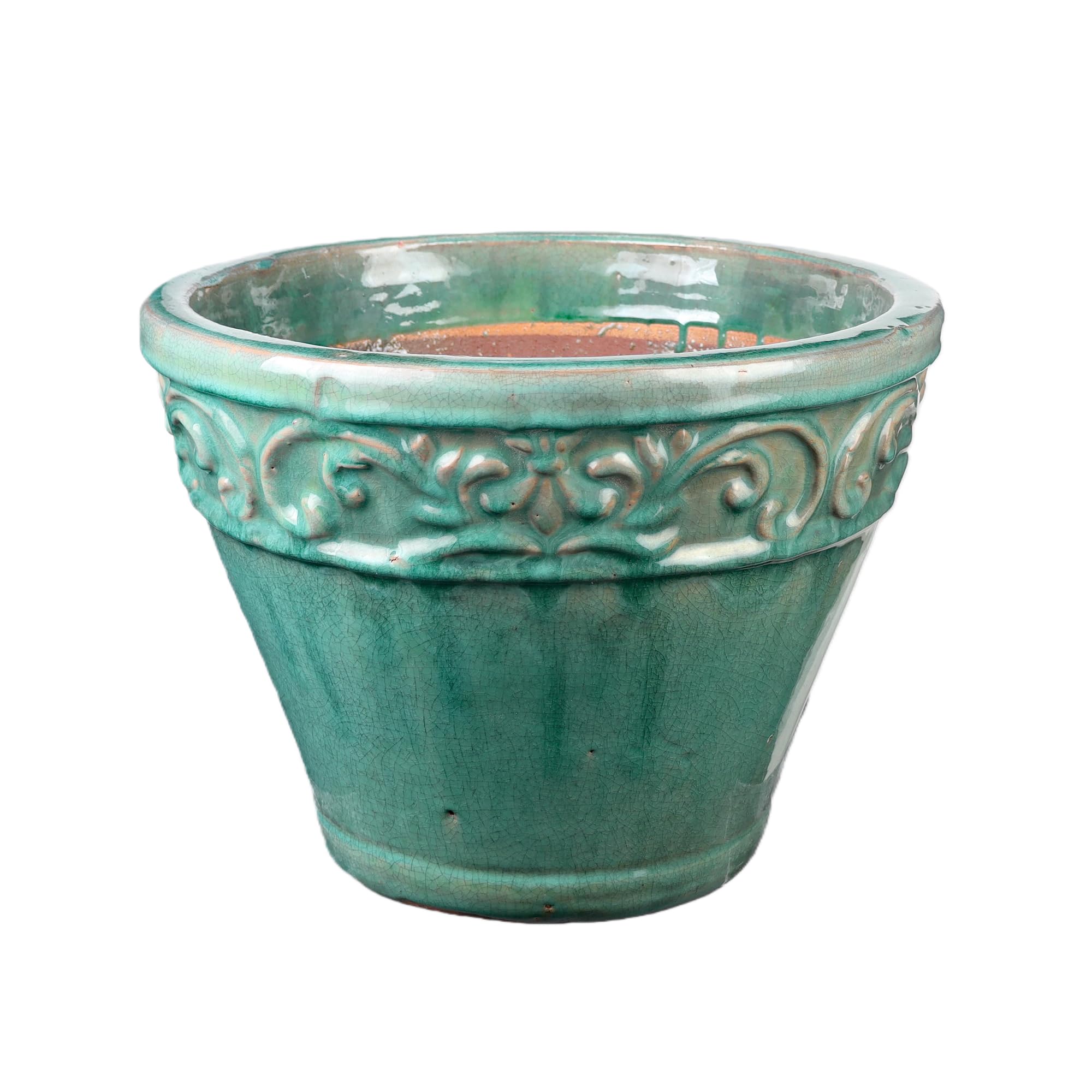 Steinzeug-Blumentopf/Pflanzkübel Cam Bordo Jade-Grün 33x25cm frostfest