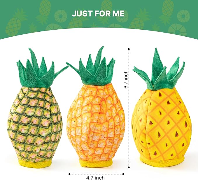 3 Juguetes Mordibles para Perros Piña Squeaky Pubialo miniatura 5