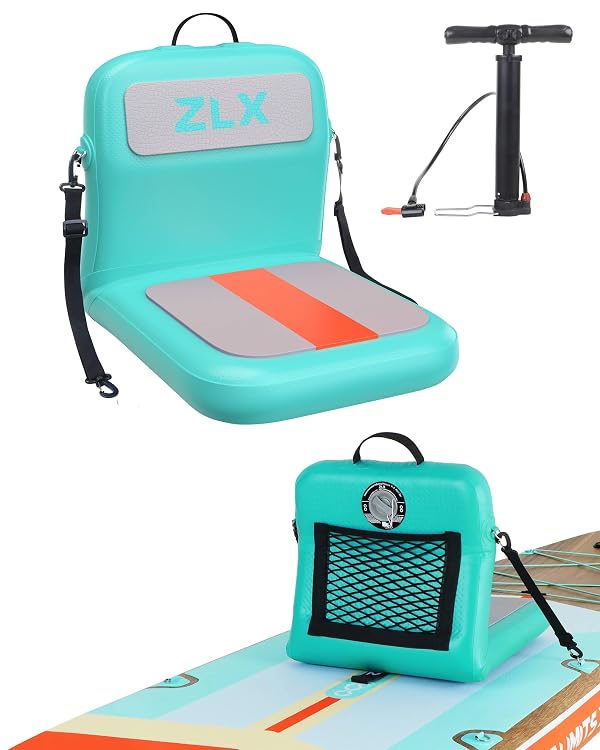 ZLX Paddle Board Seat with Back Support, Portable Kayak Seat, Air Pump Included, Universal Inflatable Seat for Adults, Foldable Ergonomic Design, Easy Fix for Outdoor Fishing/Kayaking/Camping by ZLX - Used condition - US$89.61