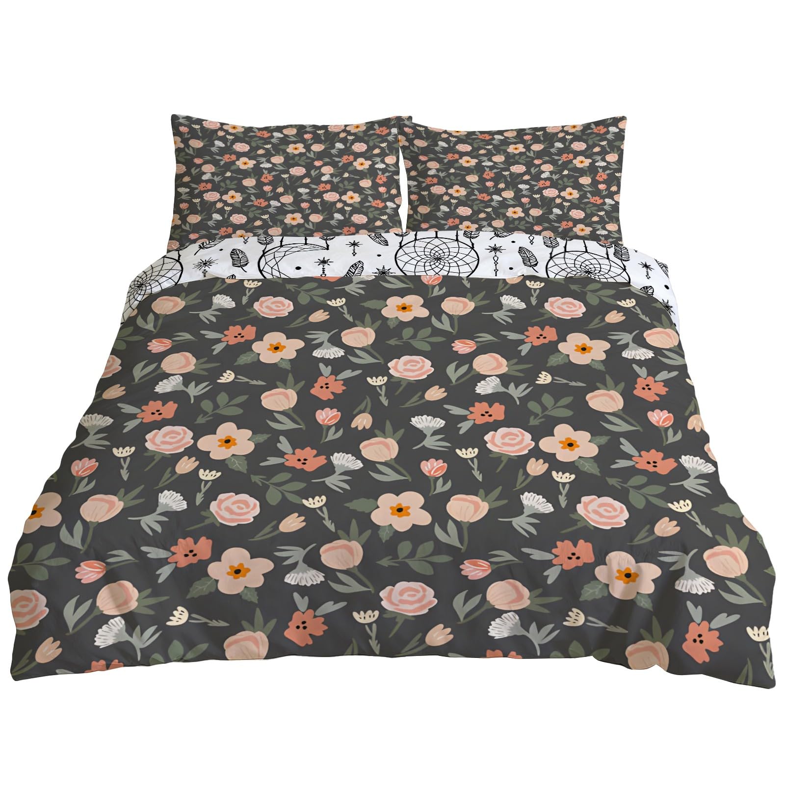 Housse de couette 240x220 attrape-rêves pour une chambre bohème chaleureuse
