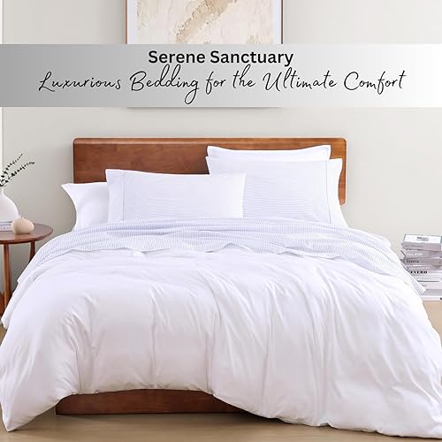 Miniatura 7 de LANE LINEN - Juego de sábanas de 4 piezas 100 % algodón orgánico percal puro King, ropa de cama suave transpirable para colchones de hasta 15