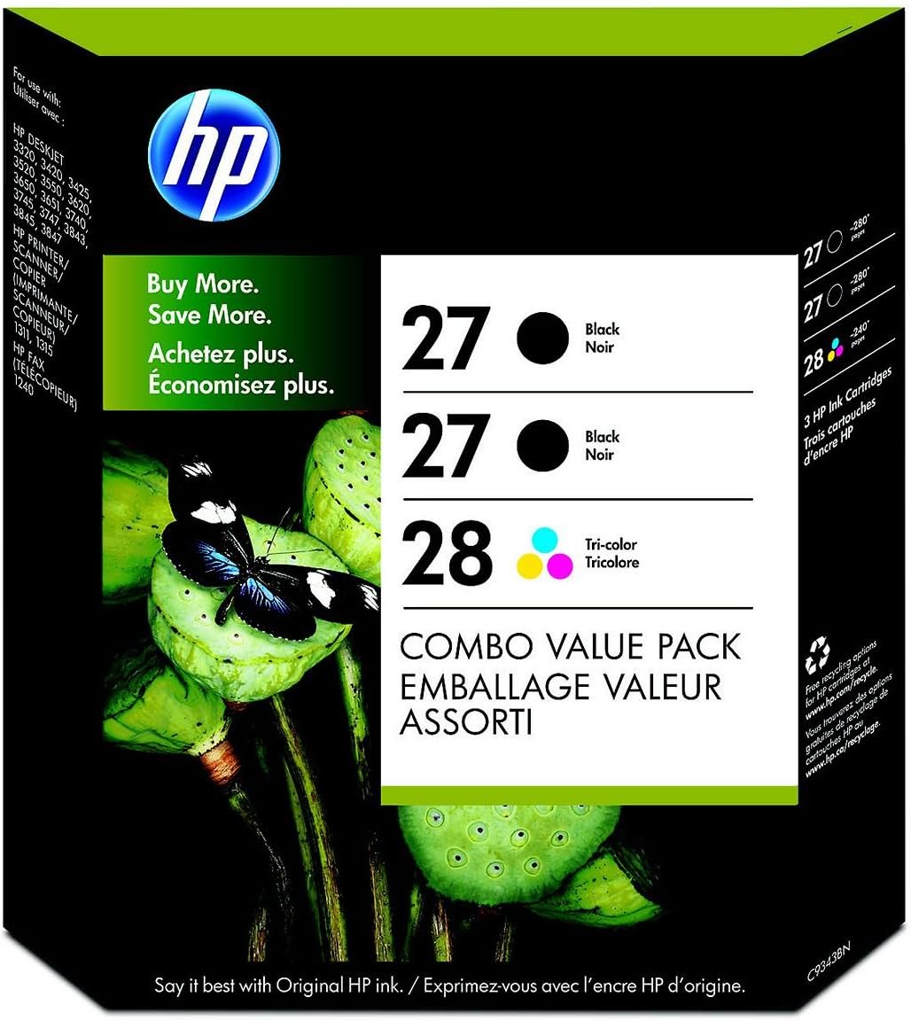 Amazon.com: HP 27/27/28 - Cartucho de tinta original (3 unidades, 280  páginas), color negro : Productos de Oficina
