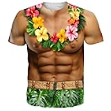 Goodstoworld Unisex 3D Fake Abs T Shirts Shredded Chest Printed Short Sleeve Costume Novelty Tees Shirt